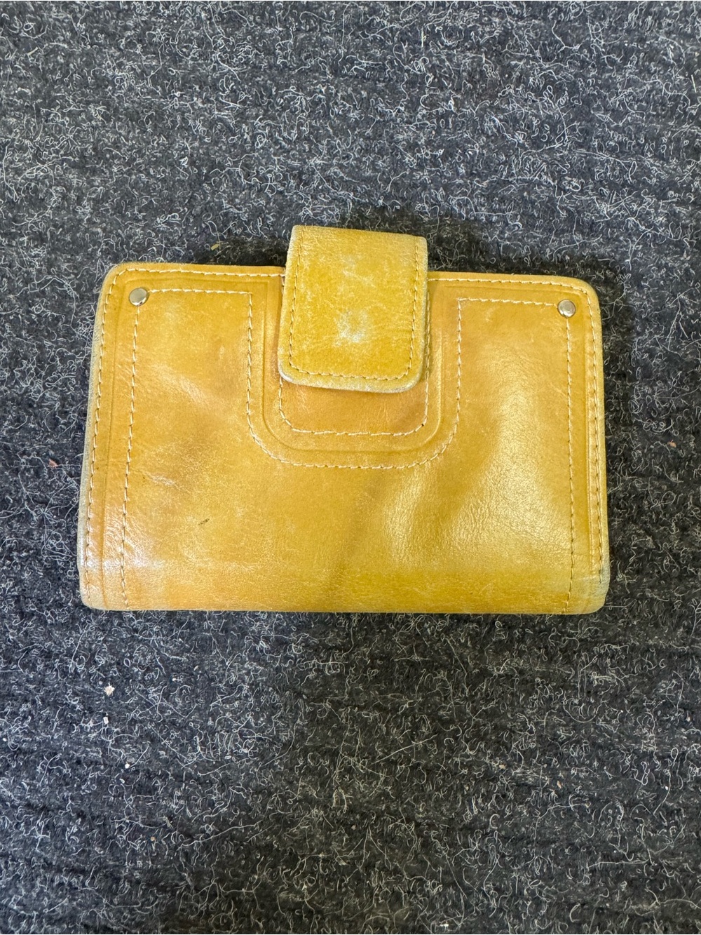 Fossil Yellow Leather Snap Wallet with Stud Accents